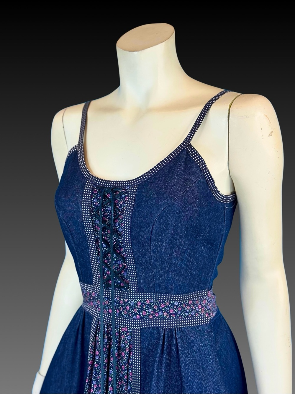 DENIM Gunne Sax Shamash and Yofi Label Corset Prairie Sun Dress / XS XXS / NWT - Picture 3 of 12